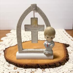 2004 Precious Moments "Confirmed in Faith" Boy Figurine w/ Hanging Cross Enesco